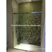 Frameless interior glass shower door for bathroom of hotel